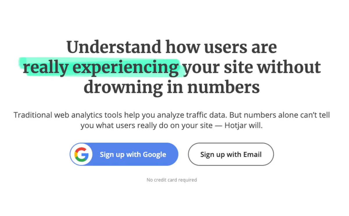 Hotjar homepage from 2020.
