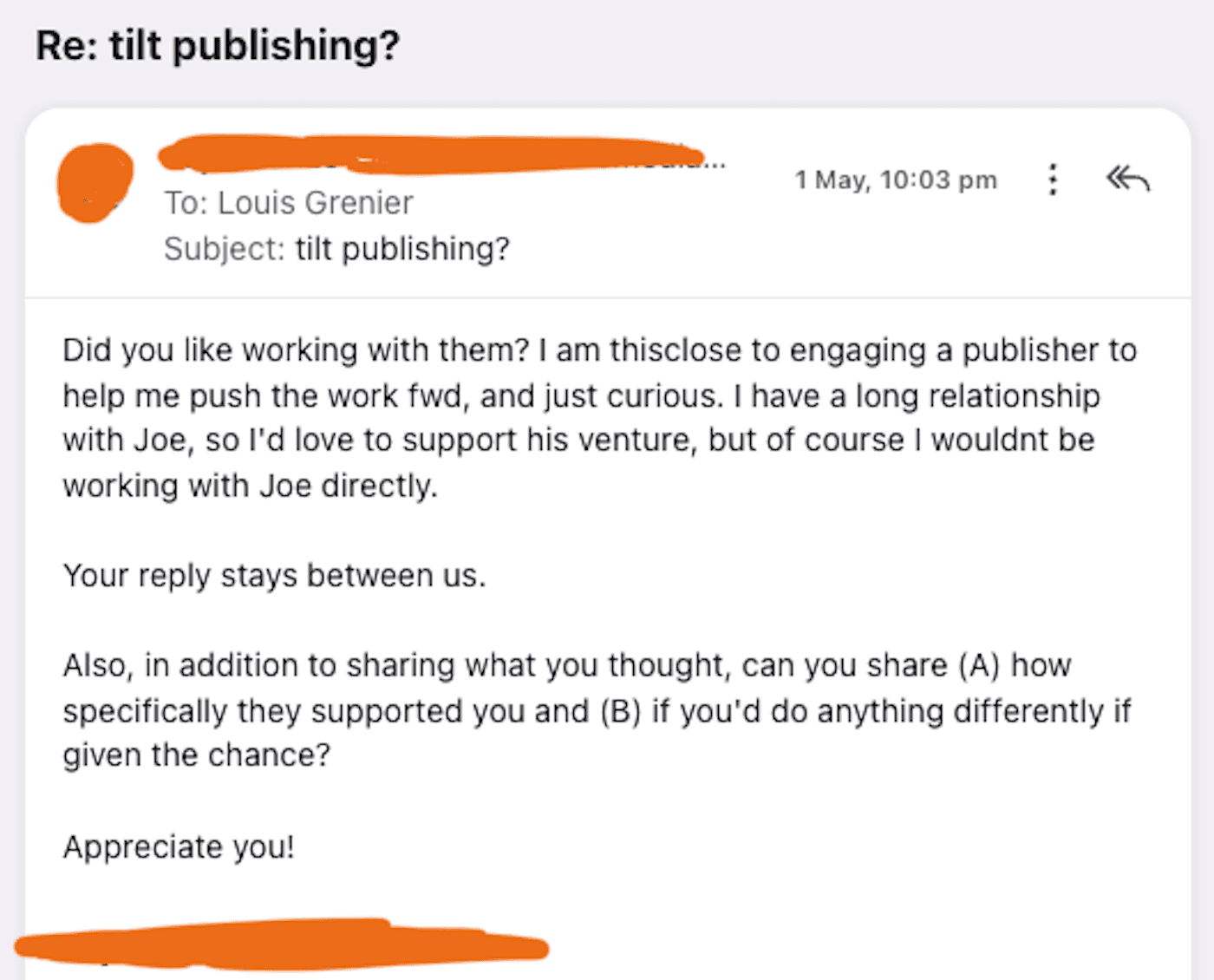 Tilt referral request