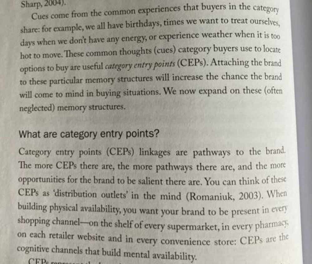 Jenny Romaniuk explains that a subset of triggers are buying triggers, which she terms as CEPs.