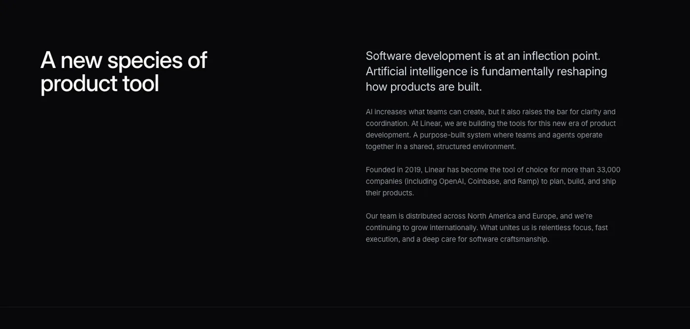 Linear: A new species of product tool, about section