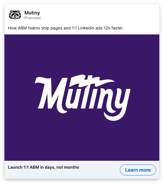 Mutiny: 1:1 ABM ad