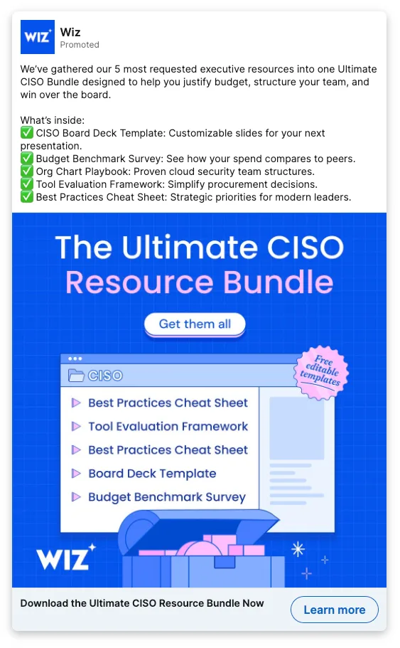 Wiz: CISO Resource Bundle ad